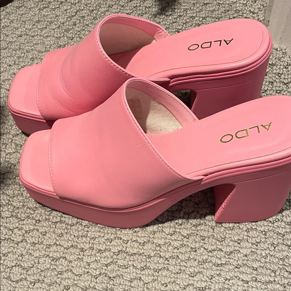 Aldo Pink Platform Mules